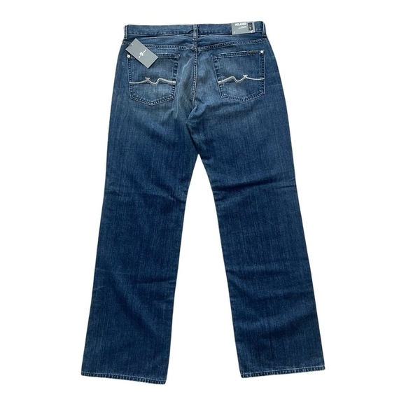 NWT Mens JEANS 7 FOR ALL MANKIND Relaxed Fit Straight Jeans Blue Denim Jeans - Picture 4 of 6